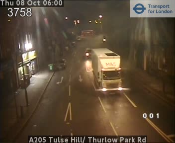 The road at A205 Tulse Hill/ Thurlow Park Rd, live