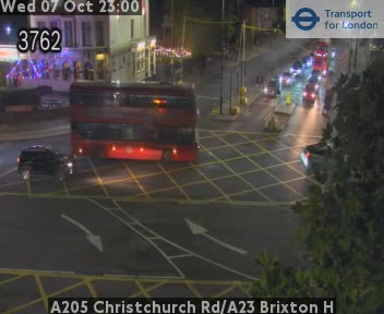 The road at A205 Christchurch Rd/A23 Brixton H, live