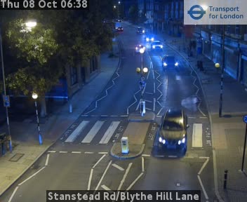 The road at Stanstead Rd/Blythe Hill Lane, live