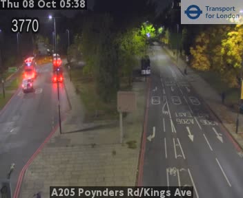 The road at A205 Poynders Rd/Kings Ave, live