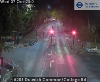 The road at A205 Dulwich Common/College Rd, live