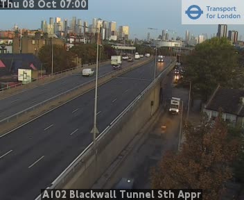 The road at A102 Blackwall Tunnel Sth Appr, live