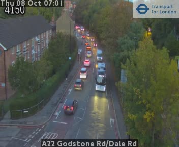 The road at A22 Godstone Rd/Dale Rd, live