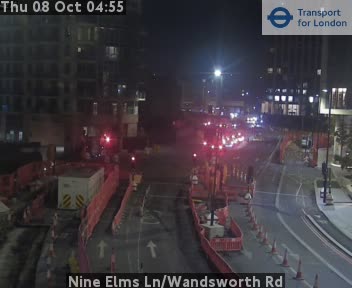 The road at Nine Elms Ln/Wandsworth Rd, live