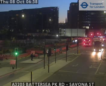 The road at A3205 BATTERSEA PK RD - SAVONA ST, live