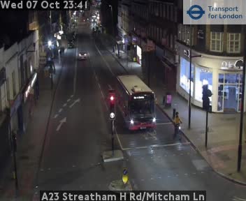 The road at A23 Streatham H Rd/Mitcham Ln, live
