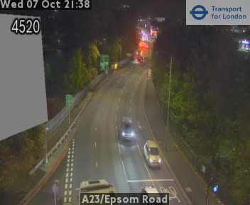 The road at A23/Epsom Road, live