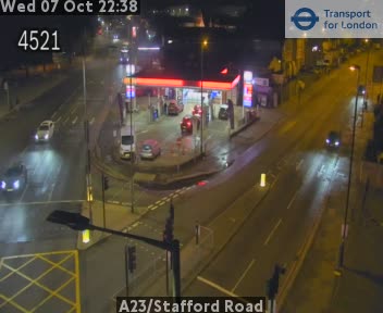 The road at A23/Stafford Road, live