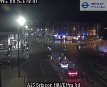 The road at A23 Brixton Hill/Effra Rd, live