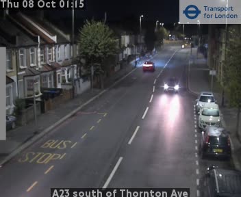 The road at A23 south of Thornton Ave, live