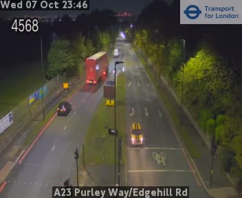 The road at A23 Purley Way/Edgehill Rd, live