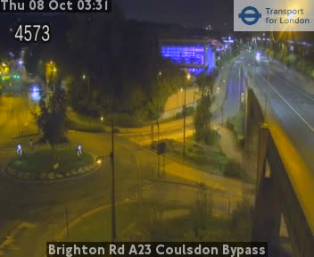 The road at Brighton Rd A23 Coulsdon Bypass, live