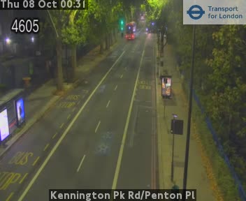The road at Kennington Pk Rd/Penton Pl, live