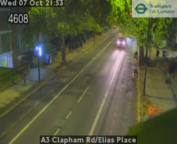 The road at A3 Clapham Rd/Elias Place, live