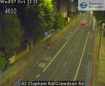 The road at A3 Clapham Rd/Crewdson Rd, live