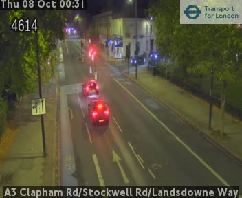 The road at A3 Clapham Rd/Stockwell Rd/Landsdowne Way, live