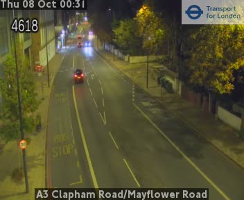 The road at A3 Clapham Road/Mayflower Road, live