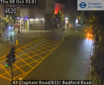 The road at A3 Clapham Road/B221 Bedford Road, live