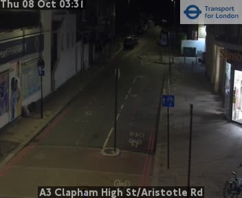 The road at A3 Clapham High St/Aristotle Rd, live