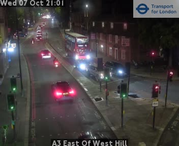 The road at A3 East Of West Hill, live