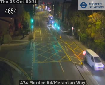 The road at A24 Morden Rd/Merantun Way, live