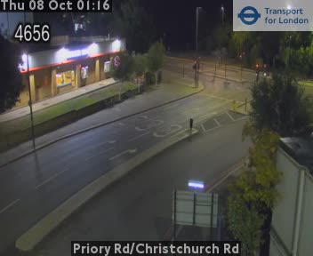 The road at Priory Rd/Christchurch Rd, live