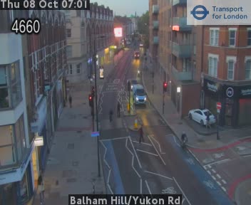 The road at Balham Hill/Yukon Rd, live