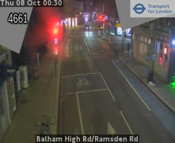 The road at Balham High Rd/Ramsden Rd, live