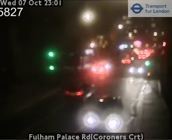 The road at Fulham Palace Rd(Coroners Crt), live