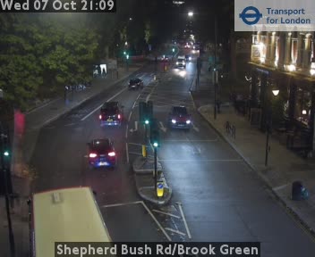 The road at Shepherd Bush Rd/Brook Green, live