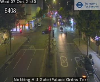 The road at Notting Hill Gate/Palace Grdns Ter, live