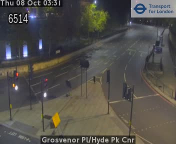 The road at Grosvenor Pl/Hyde Pk Cnr, live