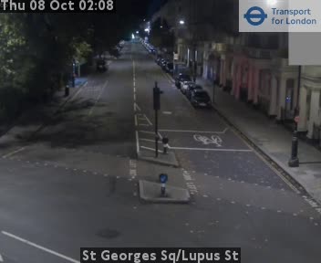 The road at St Georges Sq/Lupus St, live