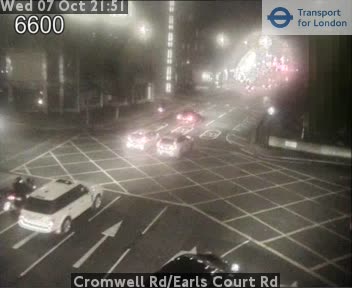The road at Cromwell Rd/Earls Court Rd, live