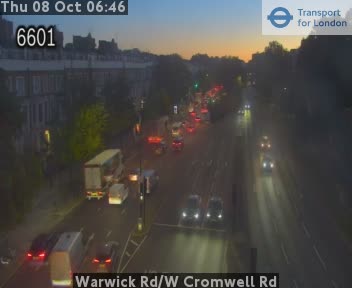 The road at Warwick Rd/W Cromwell Rd, live