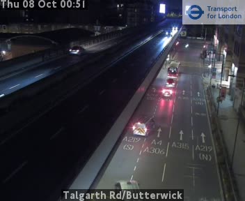 The road at Talgarth Rd/Butterwick, live
