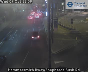 The road at Hammersmith Bway/Shepherds Bush Rd, live