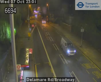 The road at Delamare Rd/Broadway, live