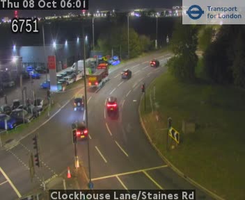 The road at Clockhouse Lane/Staines Rd, live