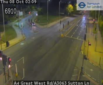 The road at A4 Great West Rd/A3063 Sutton Ln, live