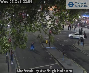The road at Shaftesbury Ave/High Holborn, live