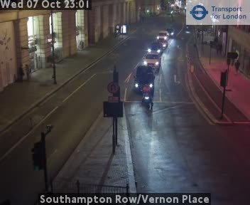 The road at Southampton Row/Vernon Place, live