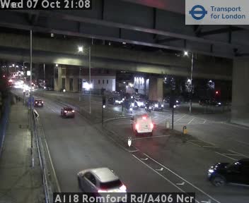 The road at A118 Romford Rd/A406 Ncr, live
