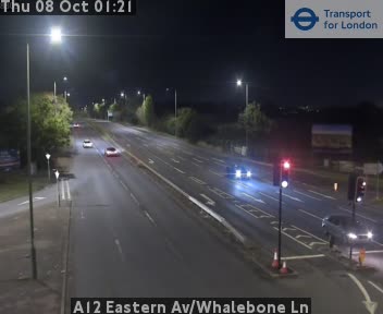 The road at A12 Eastern Av/Whalebone Ln, live