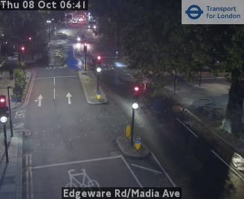 The road at Edgeware Rd/Madia Ave, live