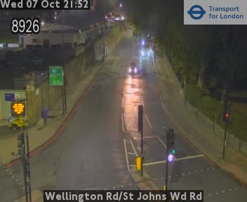 The road at Wellington Rd/St Johns Wd Rd, live