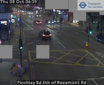 The road at Finchley Rd Sth of Rosemont Rd, live