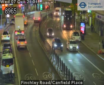 The road at Finchley Road/Canfield Place, live