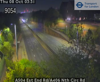 The road at A504 Est End Rd/A406 Nth Circ Rd, live