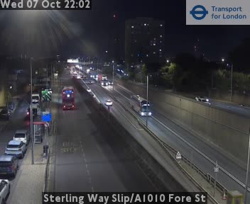 The road at Sterling Way Slip/A1010 Fore St, live